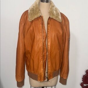 Zara Tan Bomber Jacket with Cream Shearling Collar